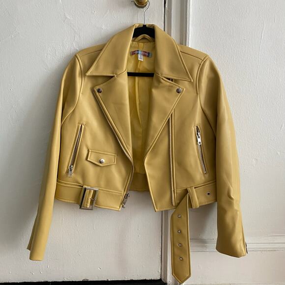 Urban Outfitters Celeste Faux Leather Moto Jacket Sz Small - Picture 2 of 11